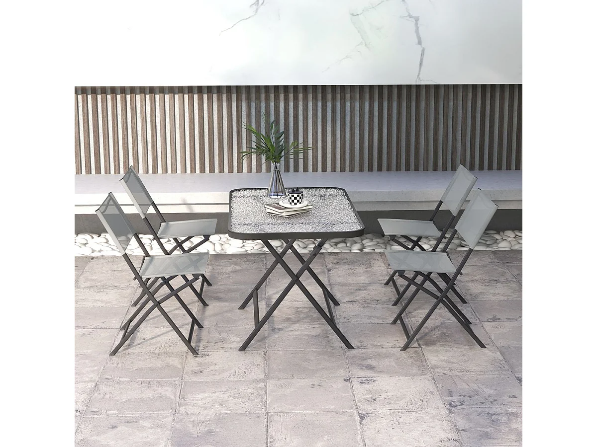 Conjunto de terraza Atessa Outsunny 4 sillas + mesa gris