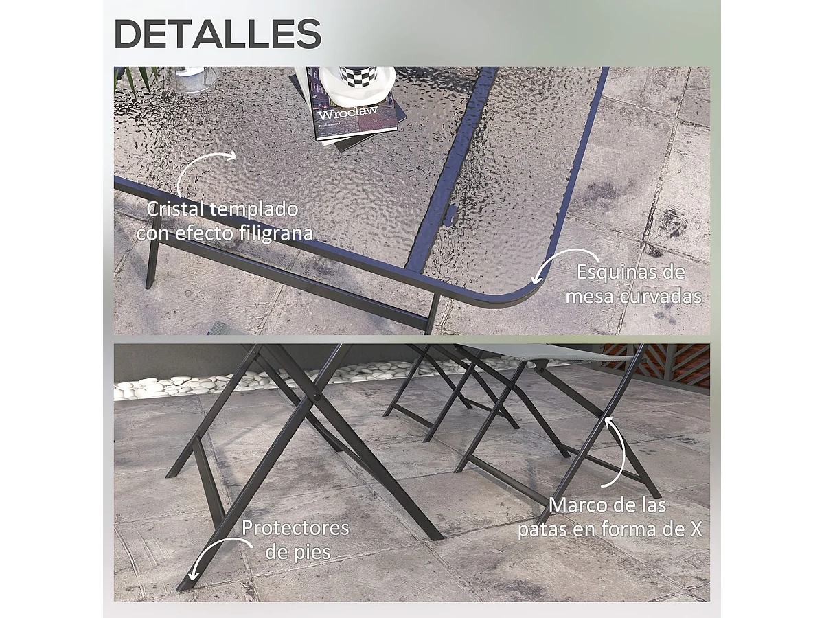 Conjunto de terraza Atessa Outsunny 4 sillas + mesa gris