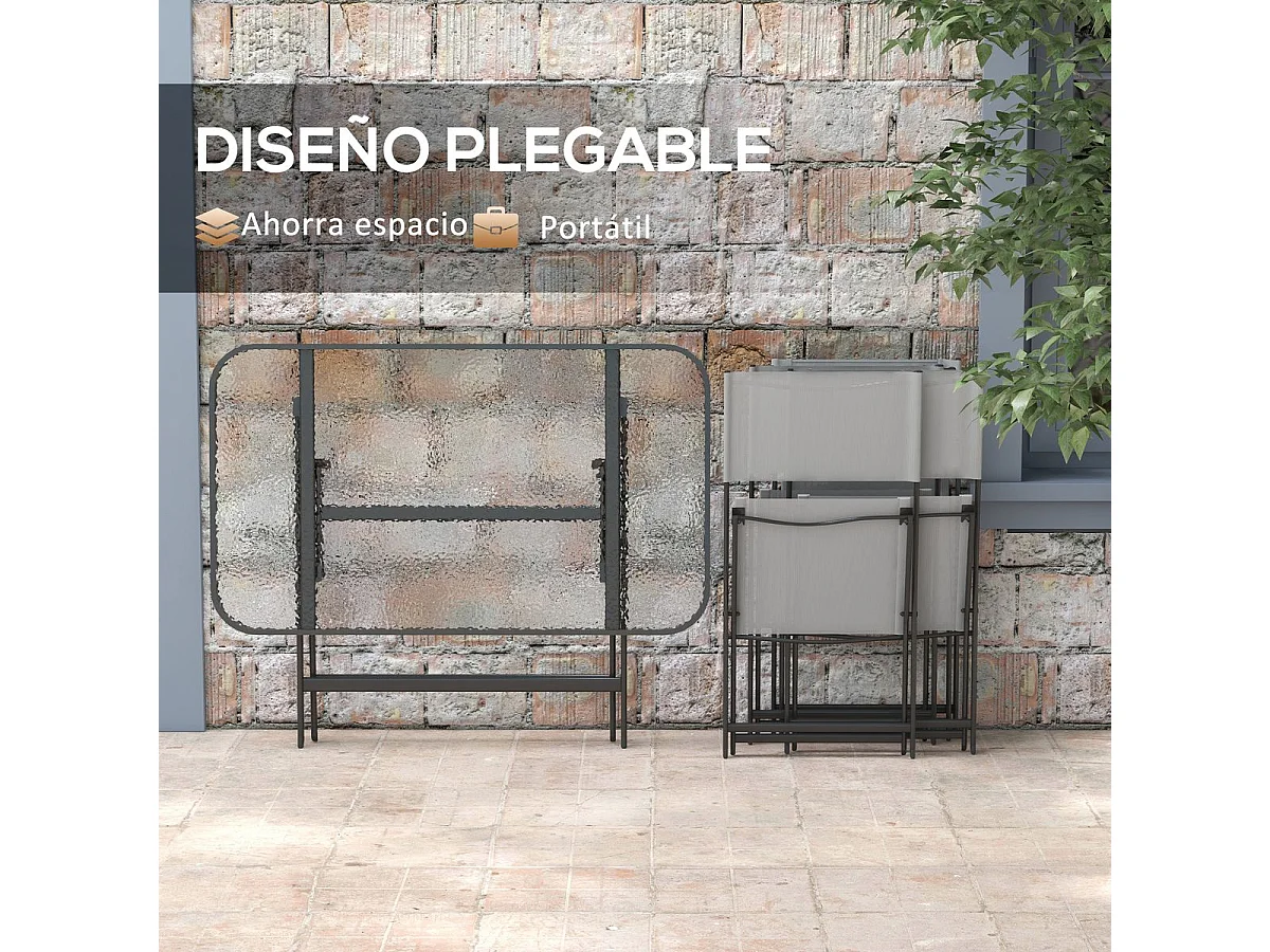 Conjunto de terraza Atessa Outsunny 4 sillas + mesa gris