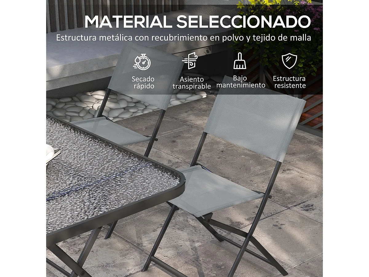 Conjunto de terraza Atessa Outsunny 4 sillas + mesa gris