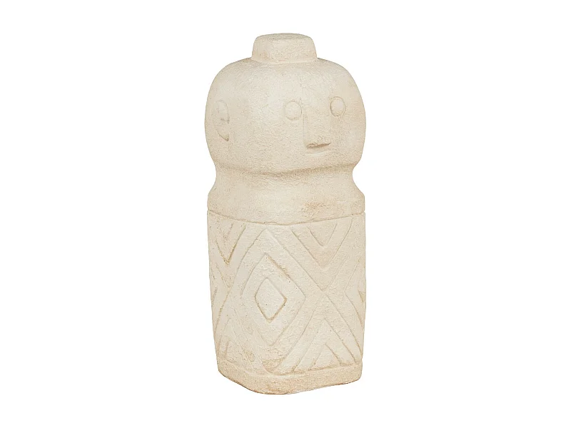 Statuette de décoration en ciment beige 6,5 x 6,5 x 15 cm