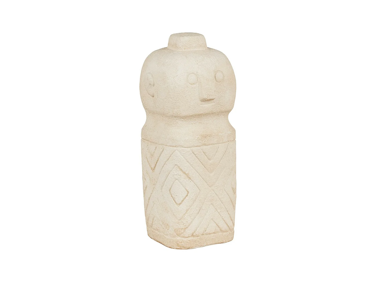 Statuette de décoration en ciment beige 6,5 x 6,5 x 15 cm