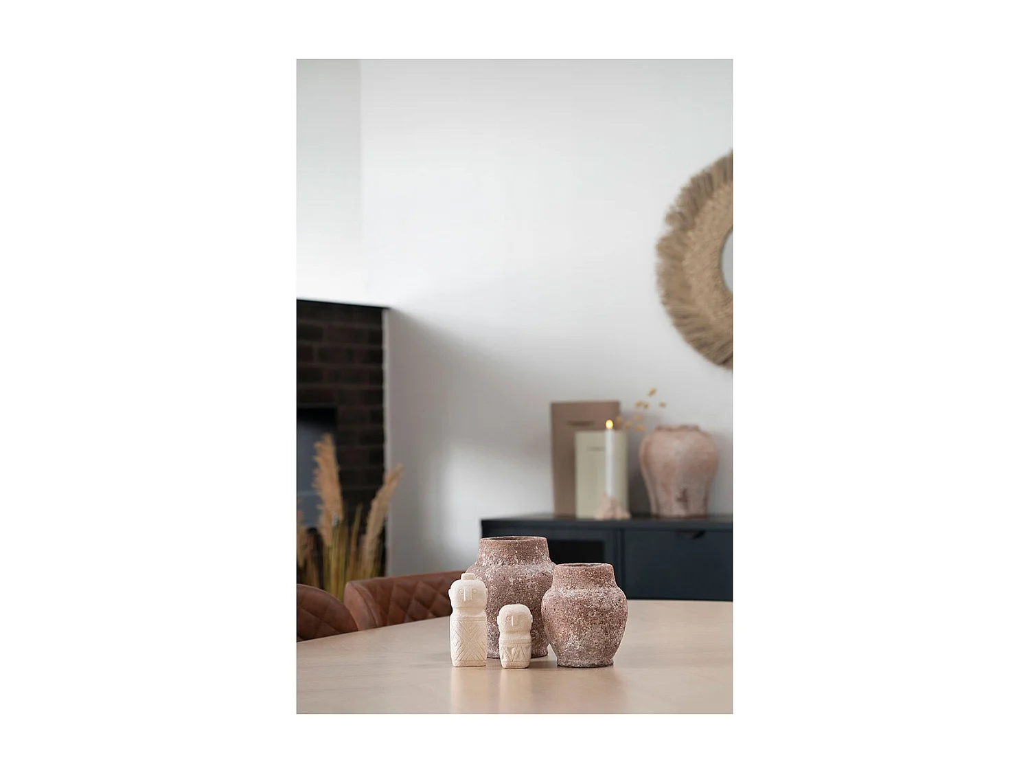 Decoración de cemento beige Estatuilla 6.5 x 6.5 x 15 cm