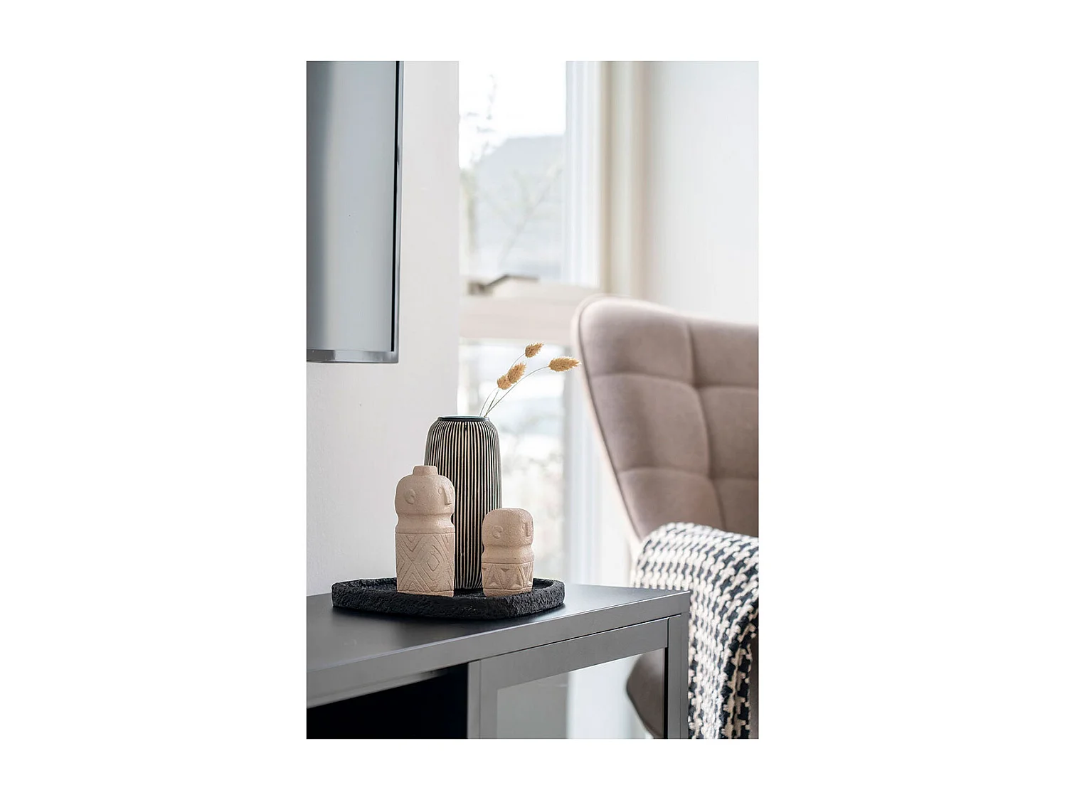 Decoración de cemento beige Estatuilla 6.5 x 6.5 x 15 cm