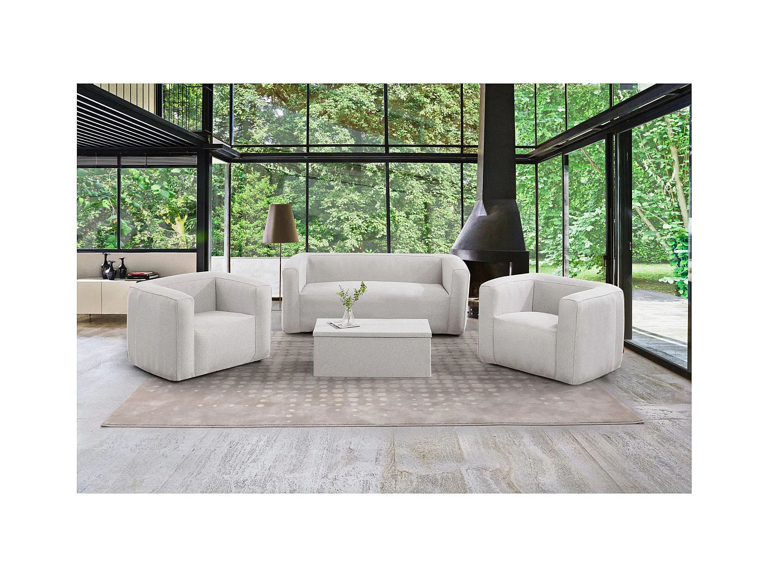 Salon gonflable 5 places - Terracotta - Intérieur et extérieur - Gris clair