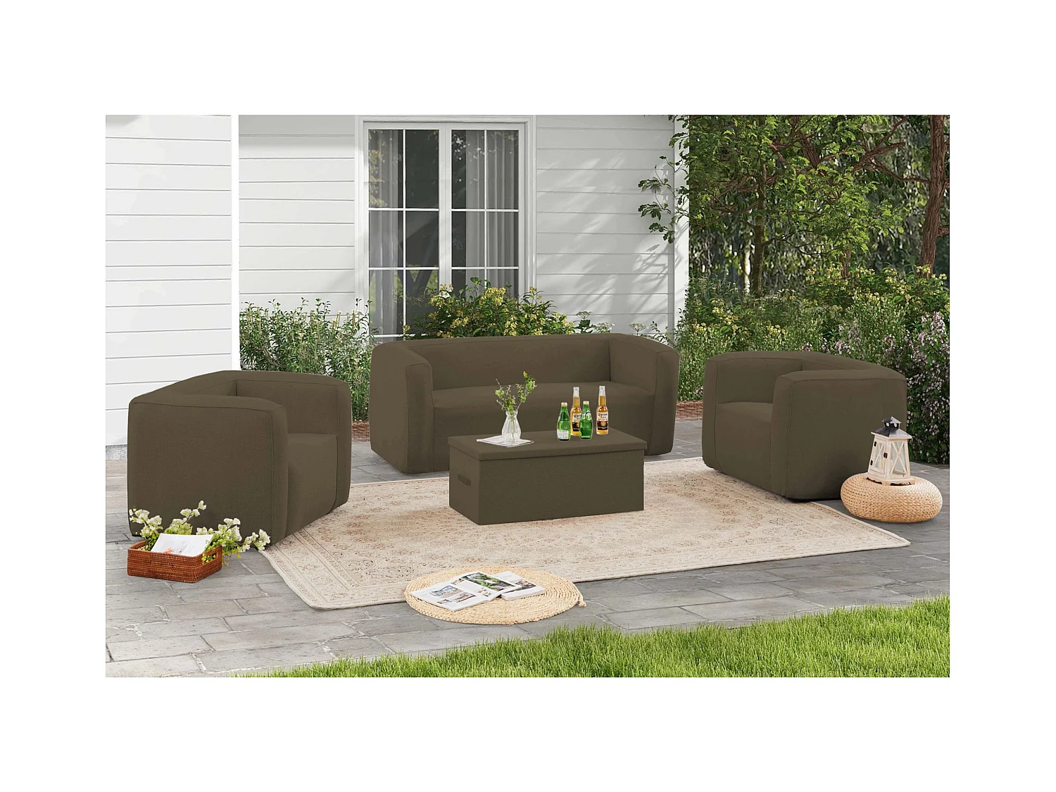 Opblaasbare lounge met 5 zitplaatsen - Terracotta - Binnen en buiten - Camel