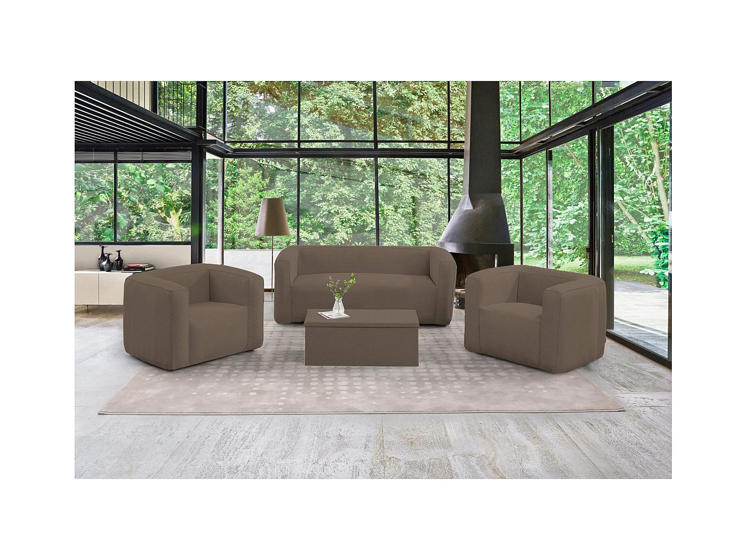 Opblaasbare lounge met 5 zitplaatsen - Terracotta - Binnen en buiten - Camel