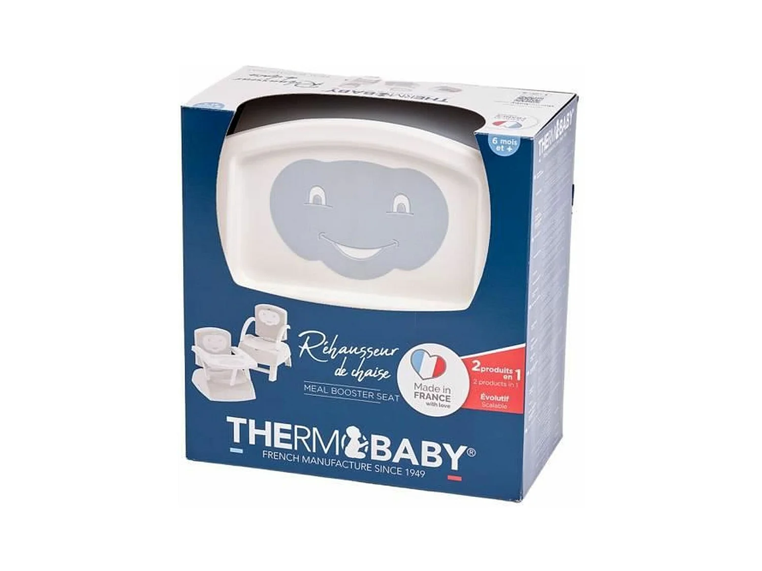 Réhausseur de chaise gris charme 2 en 1