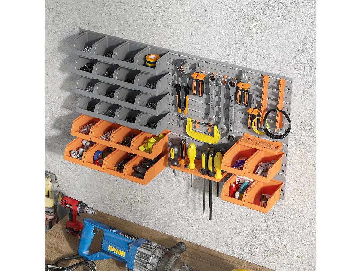 Organizador de herramientas Ana Homcom 44 piezas multiposición naranja/gris 53,5x95,5x22 cm