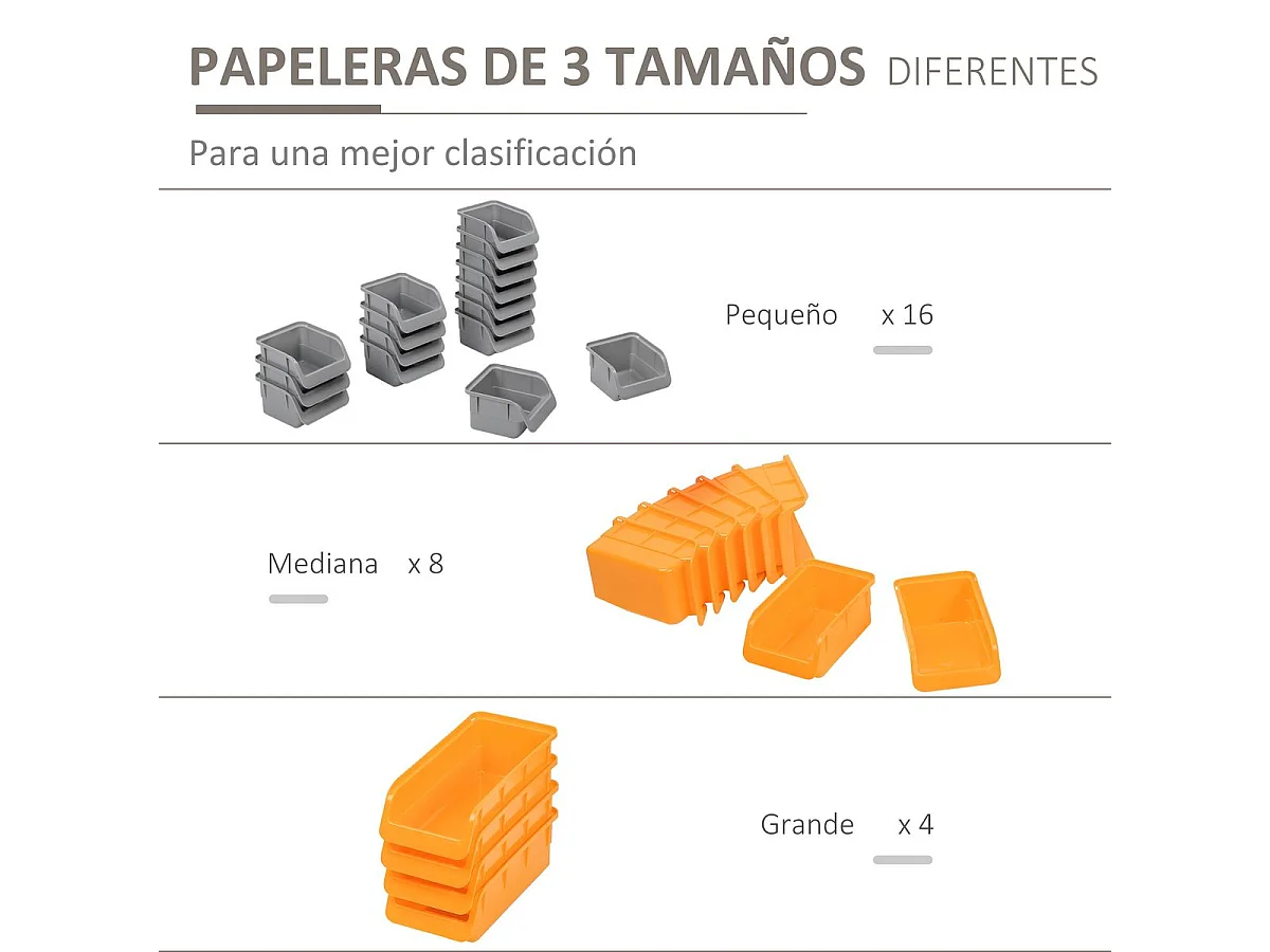 Organizador de herramientas Ana Homcom 44 piezas multiposición naranja/gris 53,5x95,5x22 cm