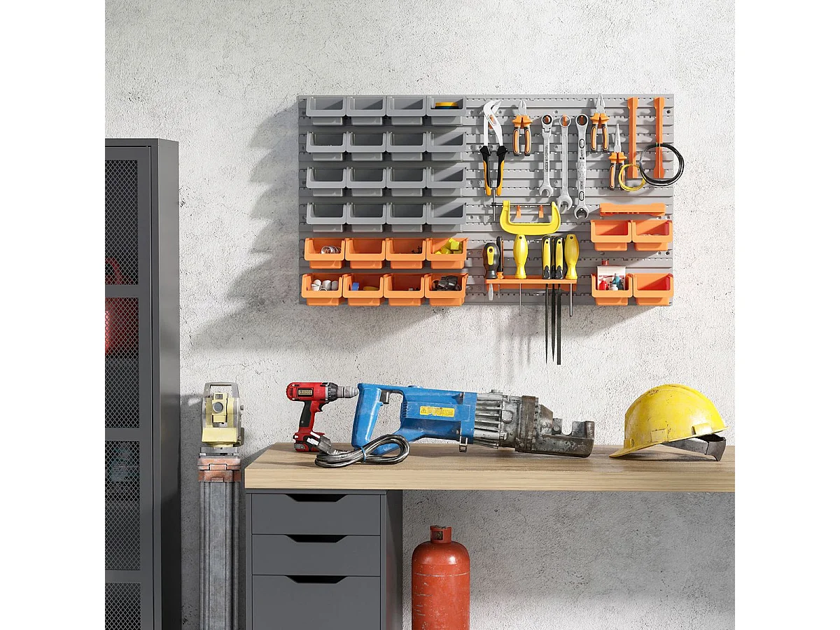Organizador de herramientas Ana Homcom 44 piezas multiposición naranja/gris 53,5x95,5x22 cm
