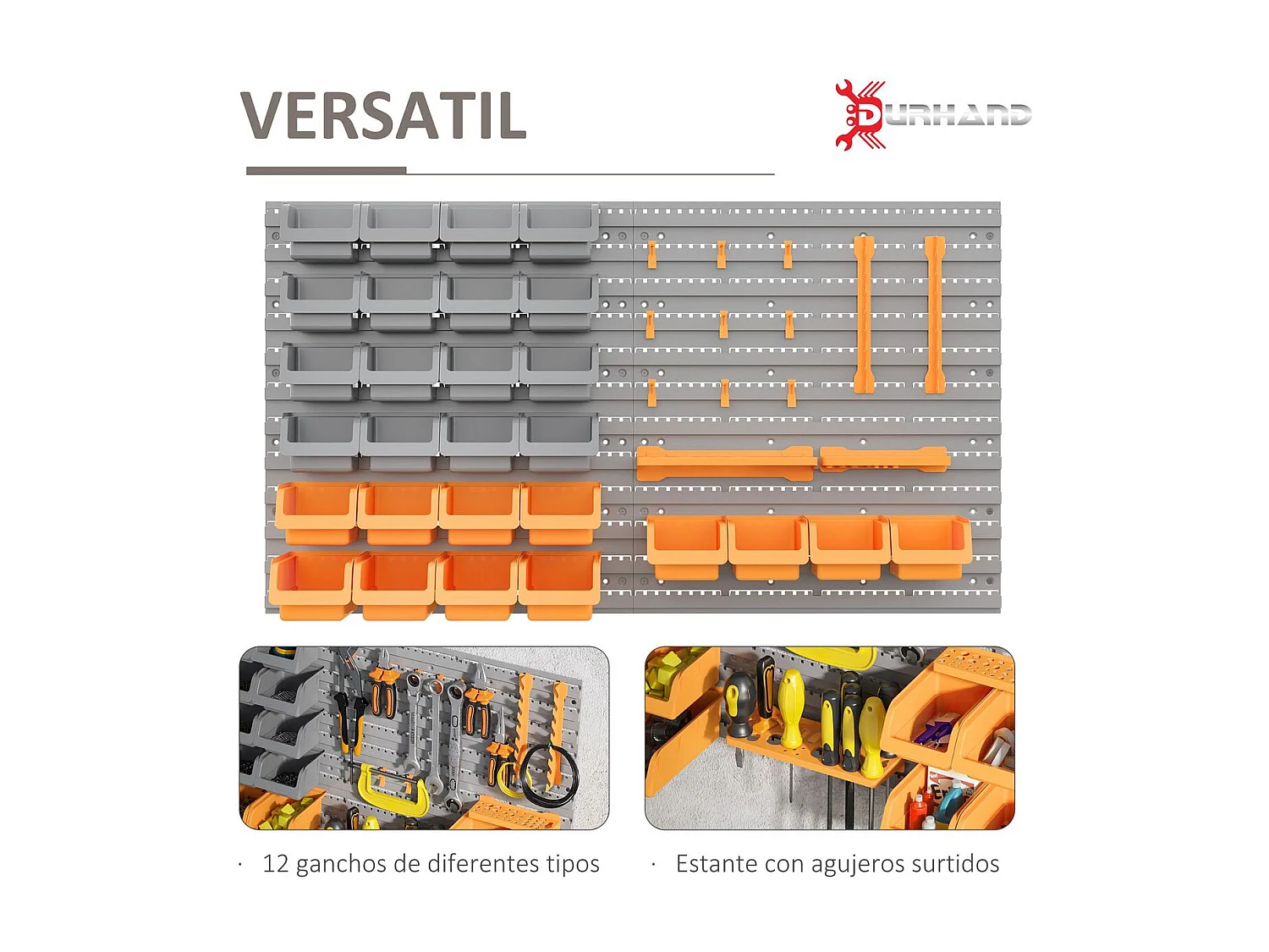 Organizador de herramientas Ana Homcom 44 piezas multiposición naranja/gris 53,5x95,5x22 cm