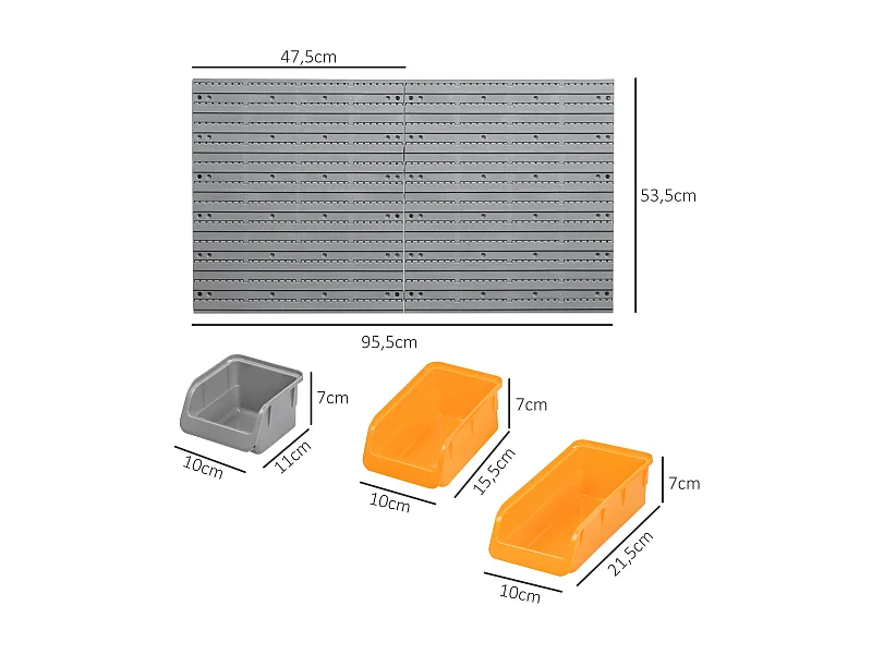Organizador de herramientas Ana Homcom 44 piezas multiposición naranja/gris 53,5x95,5x22 cm