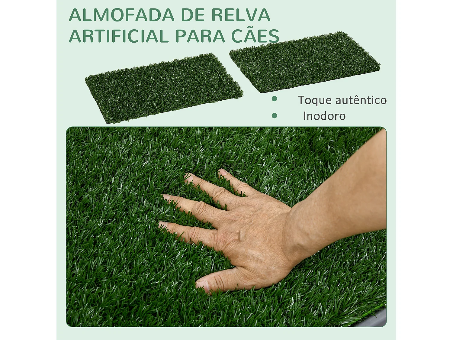 Resguardo de Treino para Cães PawHut com Relva Artificial e Bandeja, Ideal para Filhotes e Cães de Até 50 cm - Verde 67x41x3,5 cm