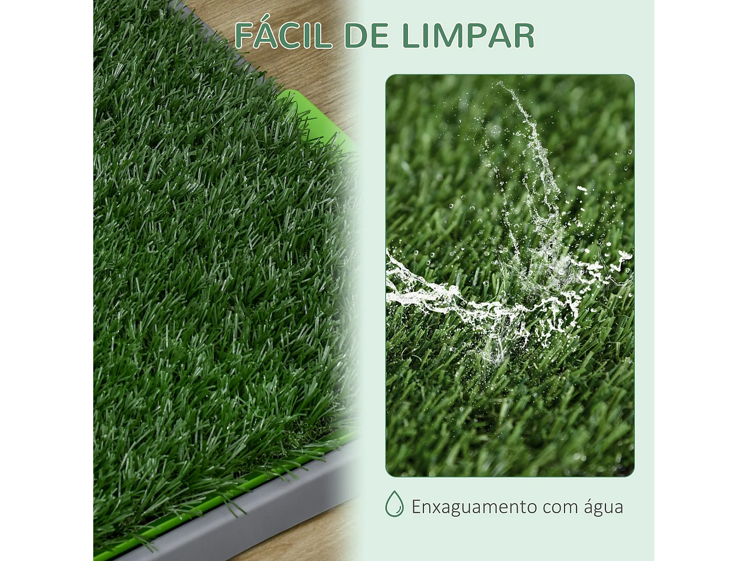 Resguardo de Treino para Cães PawHut com Relva Artificial e Bandeja, Ideal para Filhotes e Cães de Até 50 cm - Verde 67x41x3,5 cm