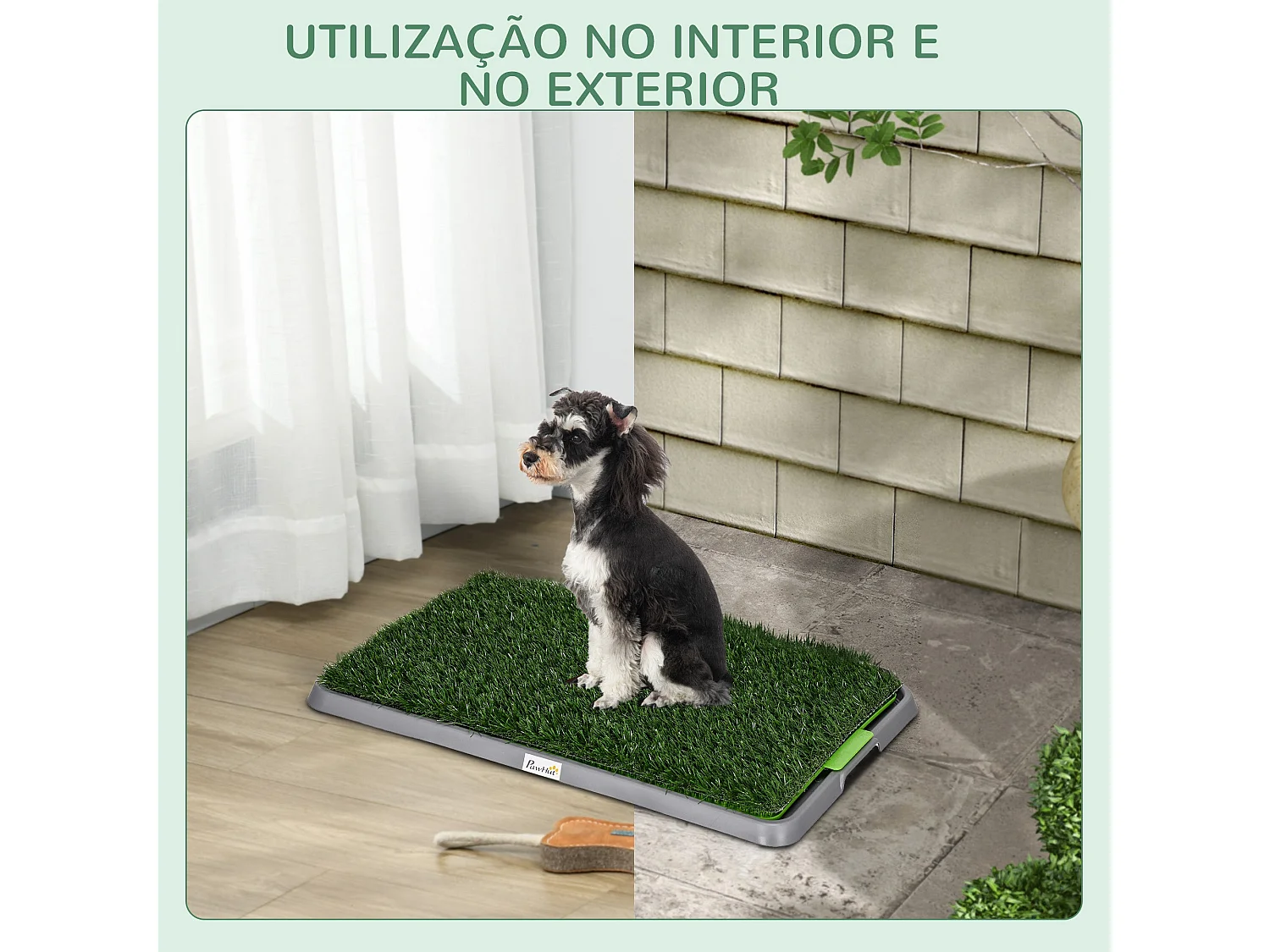 Resguardo de Treino para Cães PawHut com Relva Artificial e Bandeja, Ideal para Filhotes e Cães de Até 50 cm - Verde 67x41x3,5 cm