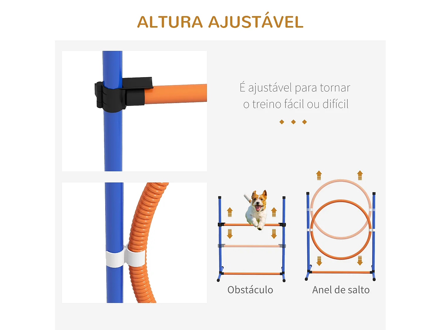 Conjunto de Treino de Agilidade para Cães PawHut - 4 Peças com Aros Ajustáveis, Slalom, Zona de Descanso e Anel de Salto