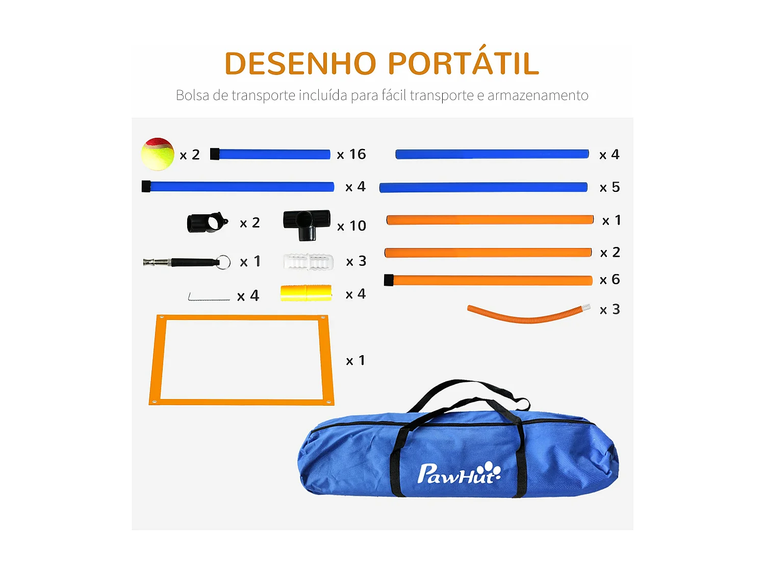 Conjunto de Treino de Agilidade para Cães PawHut - 4 Peças com Aros Ajustáveis, Slalom, Zona de Descanso e Anel de Salto
