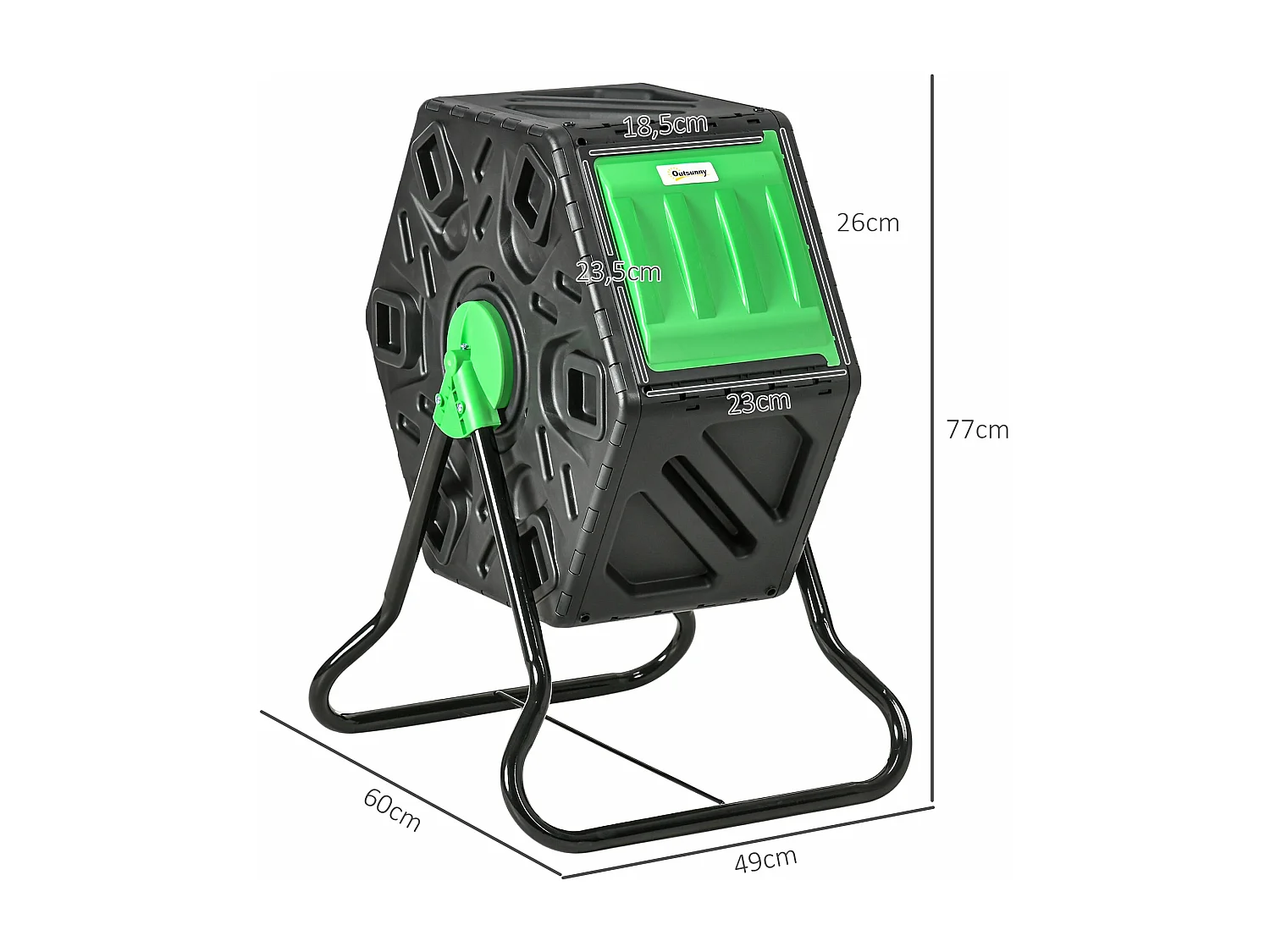 Compostor Giratório Outsunny de 65L para Jardim com Ventilação e Estrutura de Aço