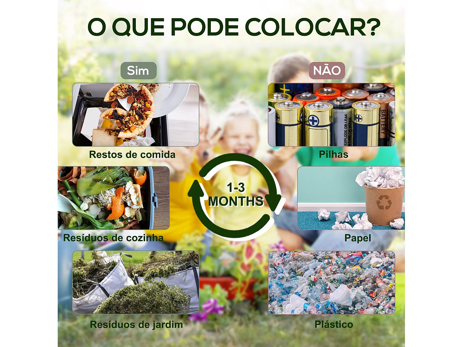 Compostor Giratório Outsunny de 65L para Jardim com Ventilação e Estrutura de Aço