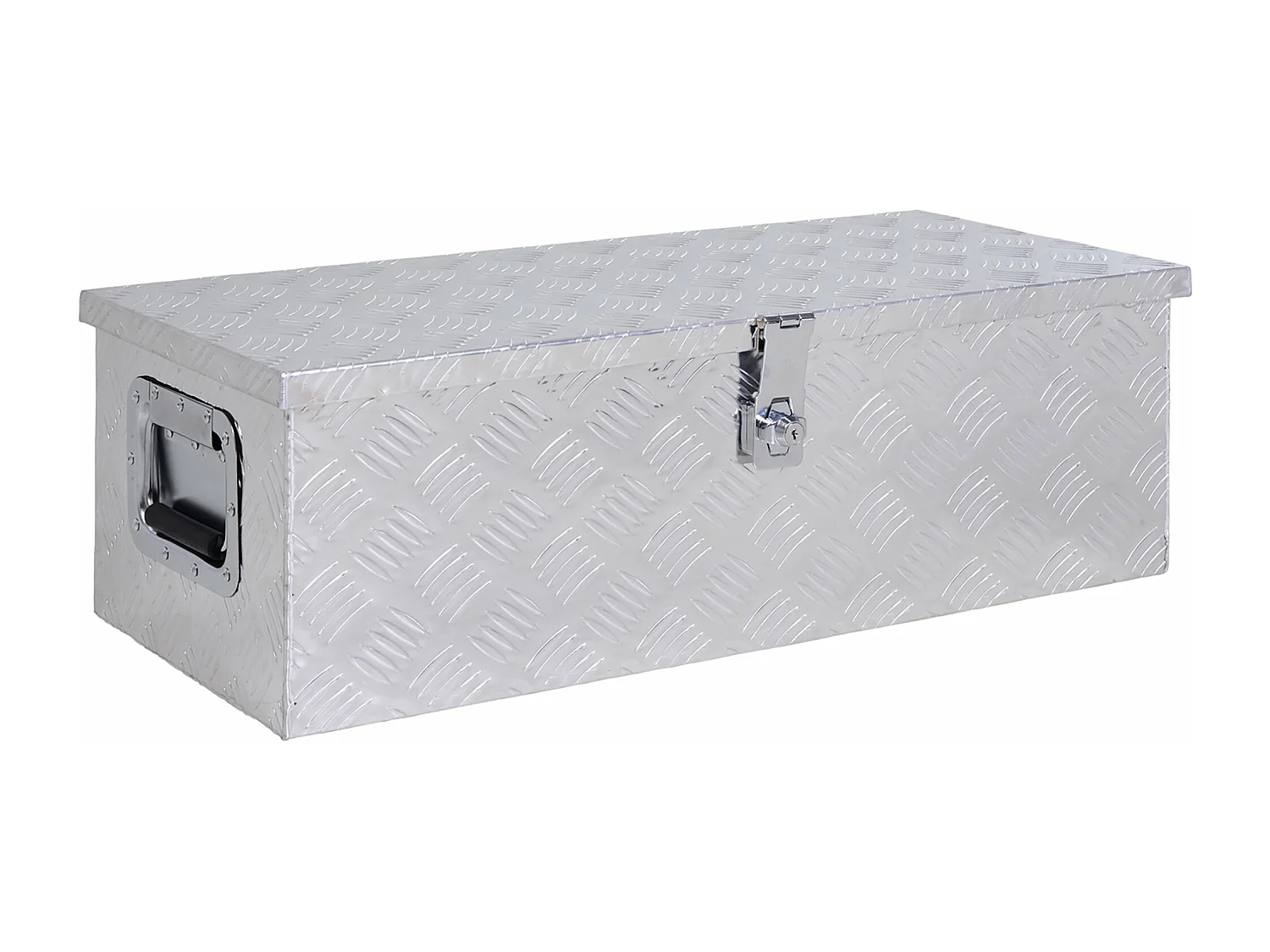 Caixa de Ferramentas em Alumínio com Tampa Abatível e Fecho com Chave - Portátil e Resistente 76x33x25 cm