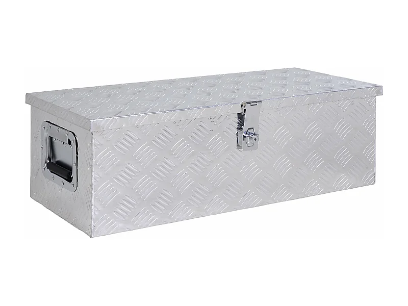 Caixa de Ferramentas em Alumínio com Tampa Abatível e Fecho com Chave - Portátil e Resistente 76x33x25 cm