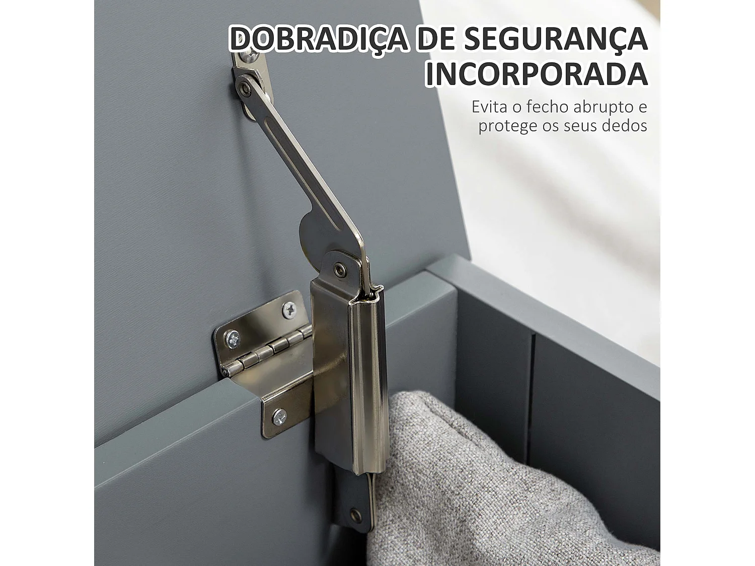 Baúl de almacenaje Etty Homcom con tapa gris 46x81x40 cm