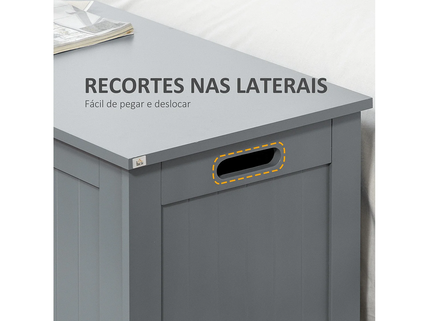 Baúl de almacenaje Etty Homcom con tapa gris 46x81x40 cm