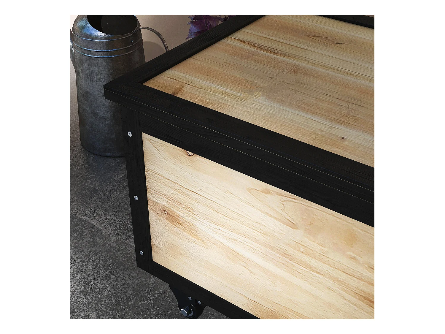 Baúl Perla Outsunny 4 ruedas natural/negro 43x100x50 cm