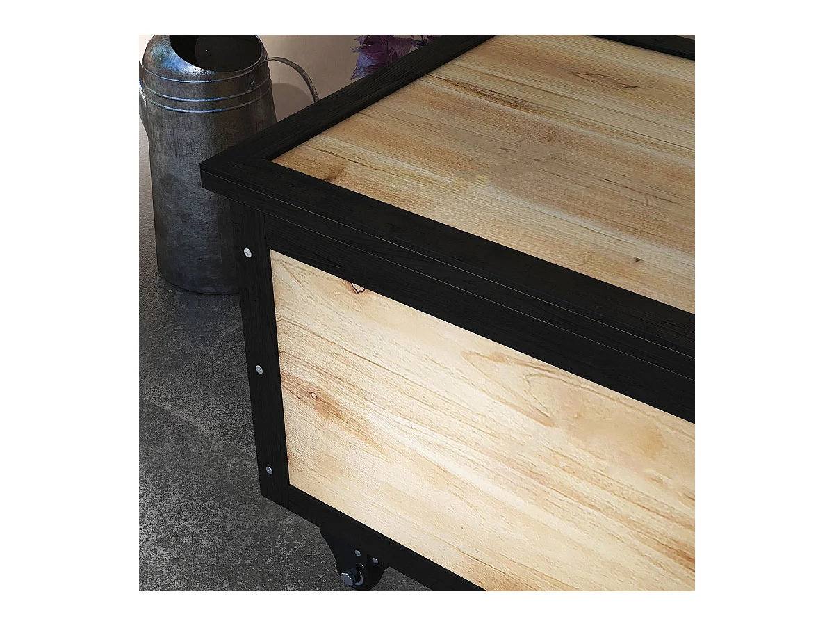 Baúl Perla Outsunny 4 ruedas natural/negro 43x100x50 cm