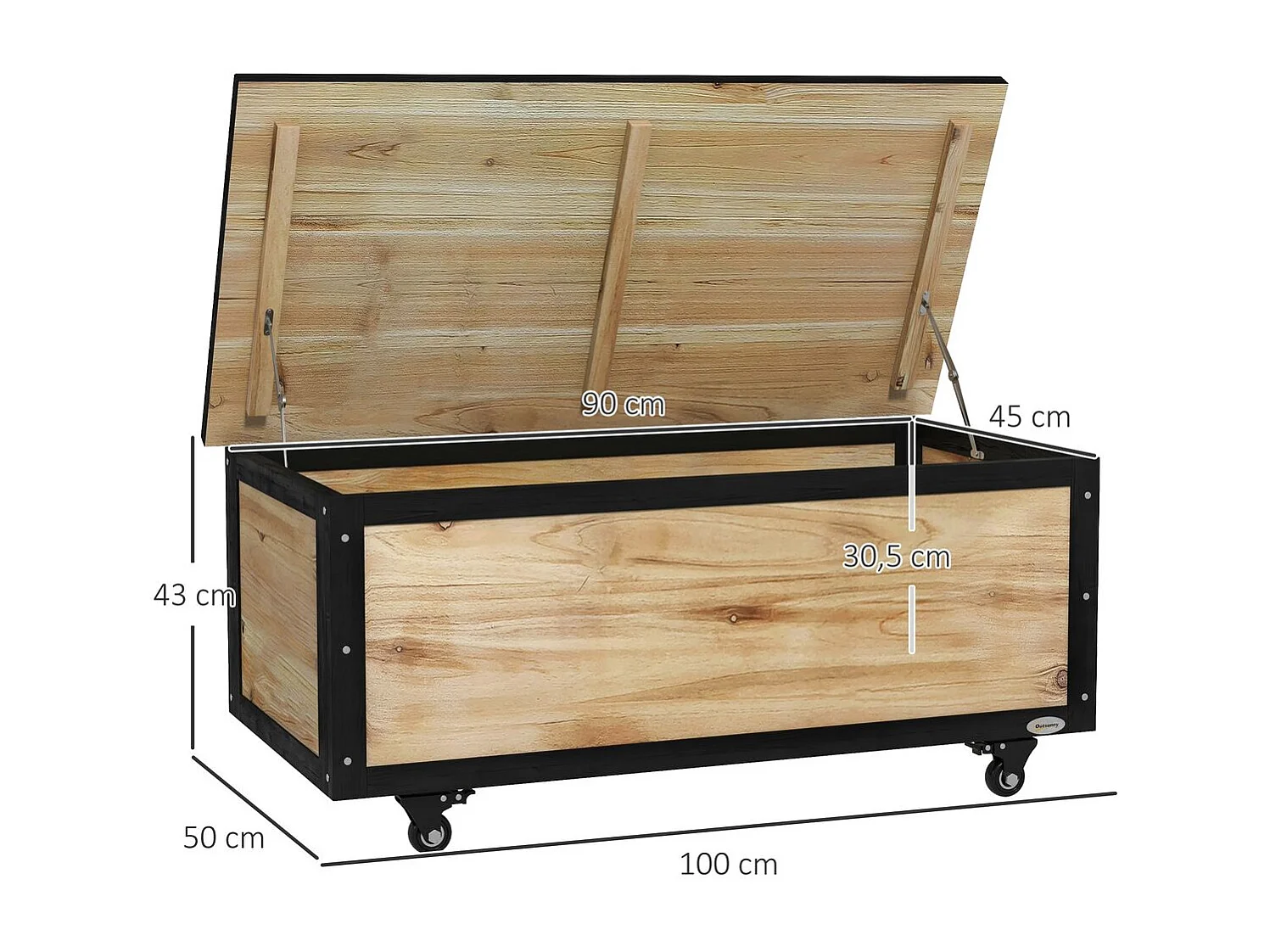 Baú de Armazenamento Outsunny 121L com Rodas - Ideal para Jardim e Varanda