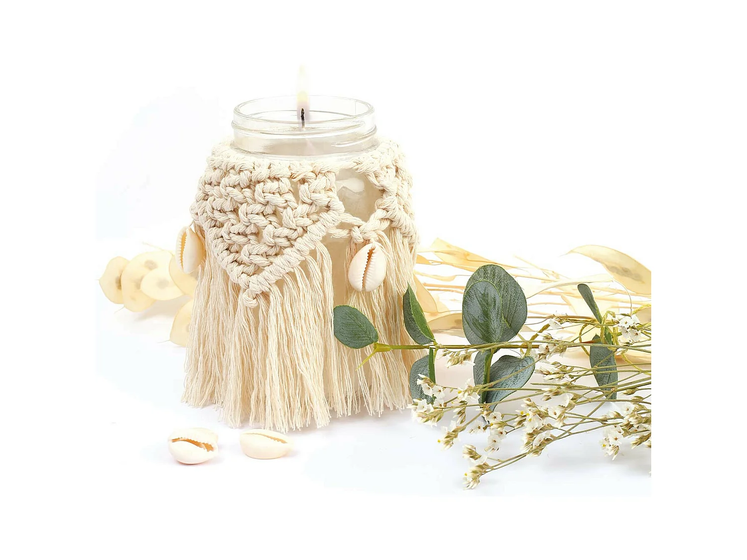 Bougie bohème en macramé à faire soi-même