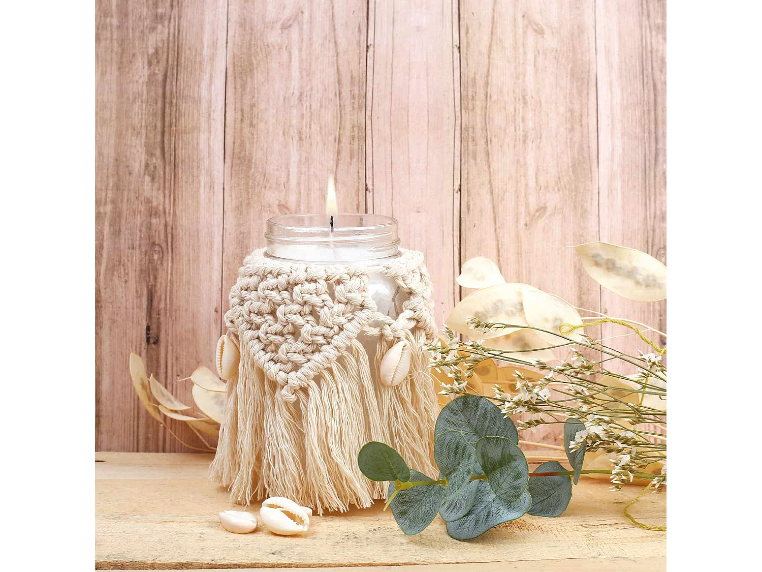 Boheemse Macramé Kaarsenset