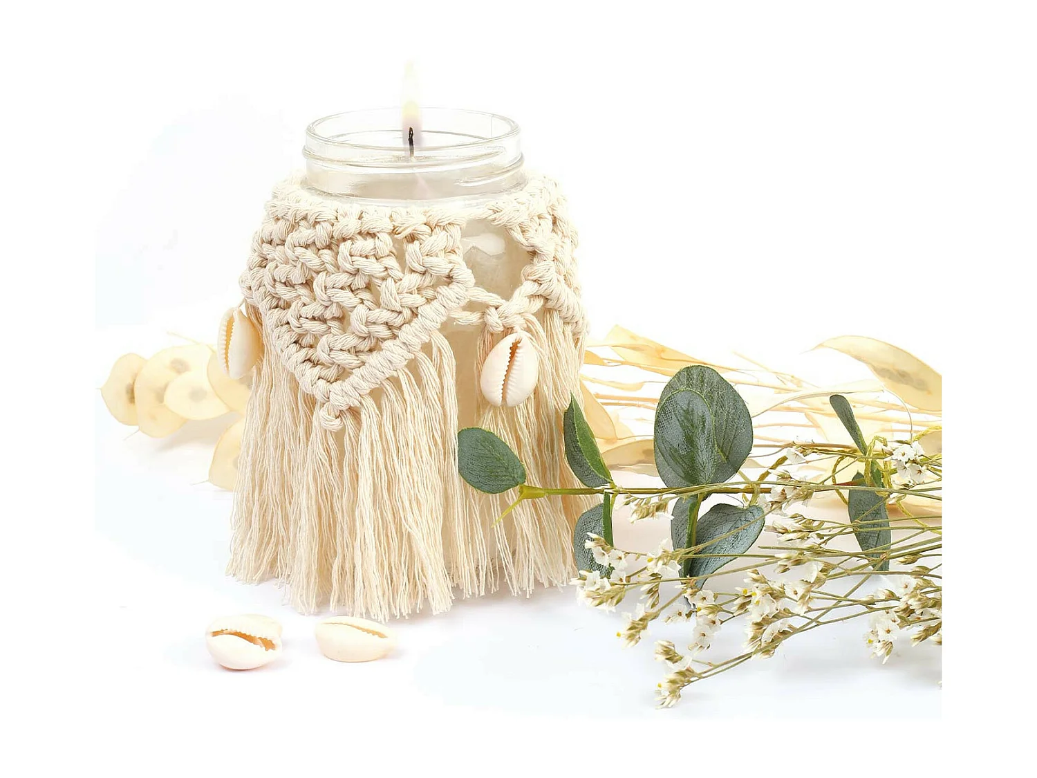 Bougie bohème en macramé à faire soi-même