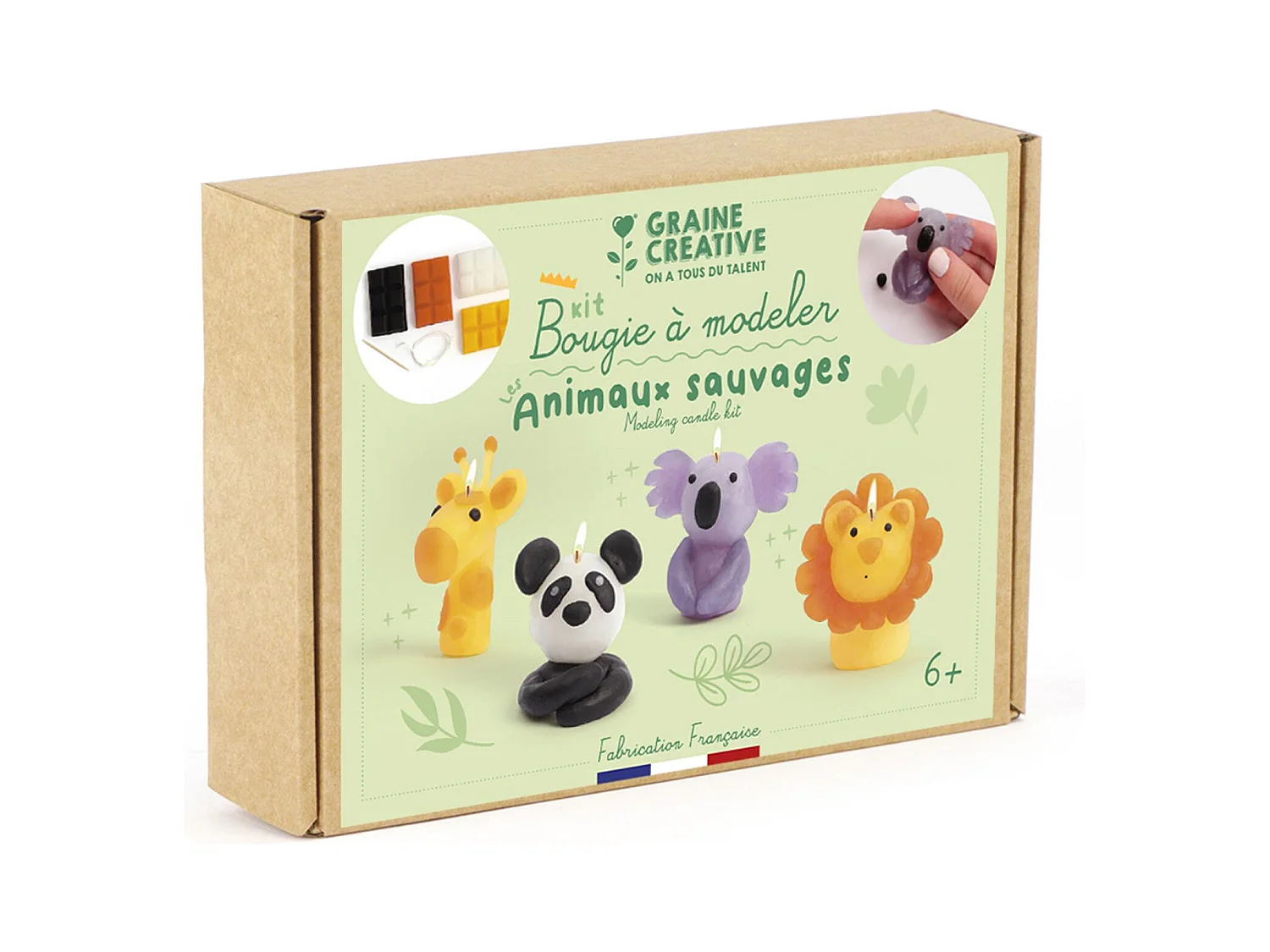 Coffret DIY bougies à modeler Animaux sauvages