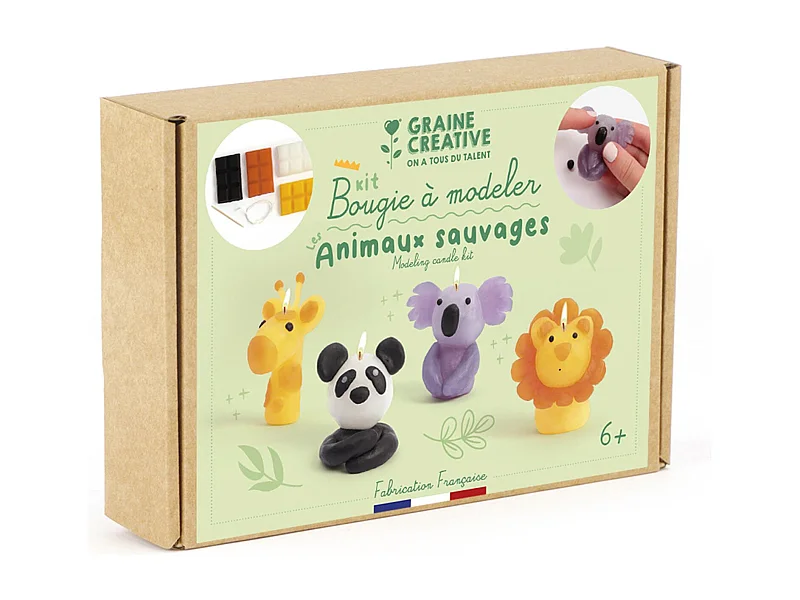 Coffret DIY bougies à modeler Animaux sauvages