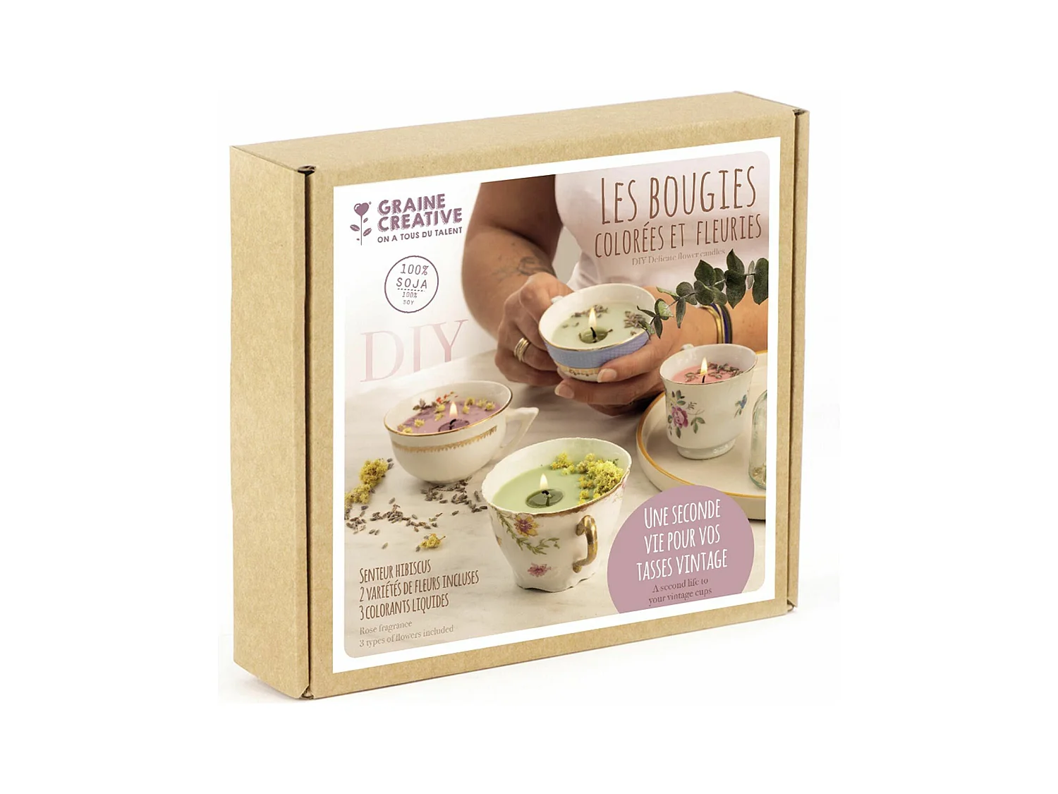 Coffret DIY bougies colorées et fleuries