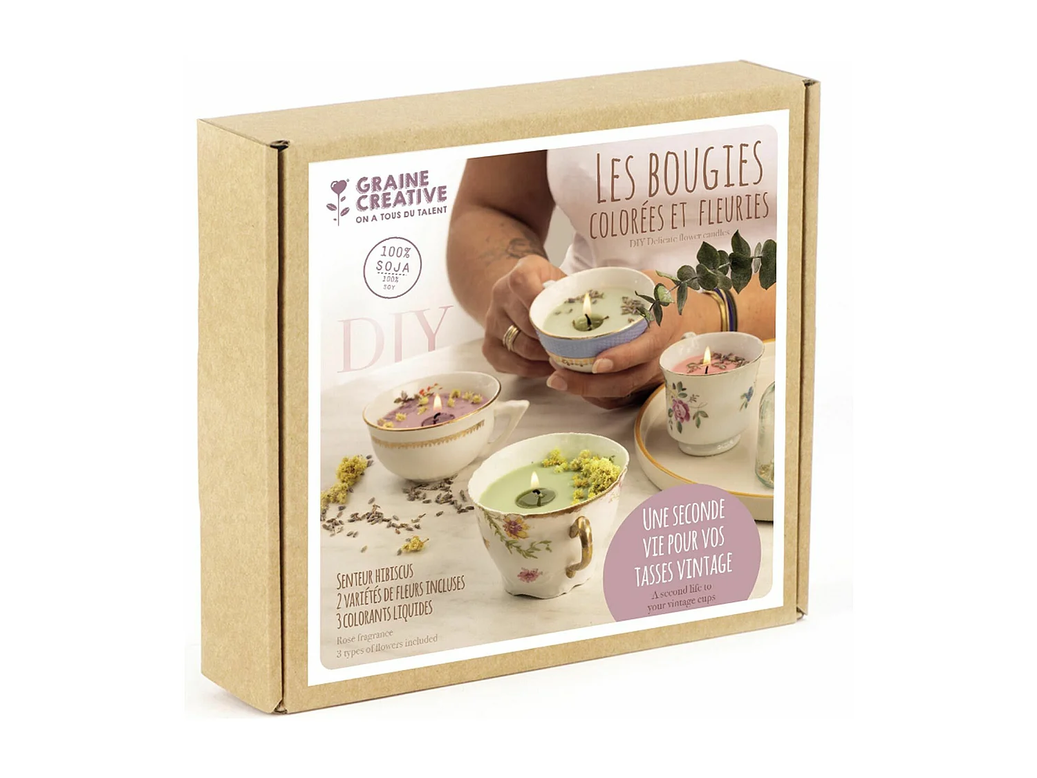 Coffret DIY bougies colorées et fleuries