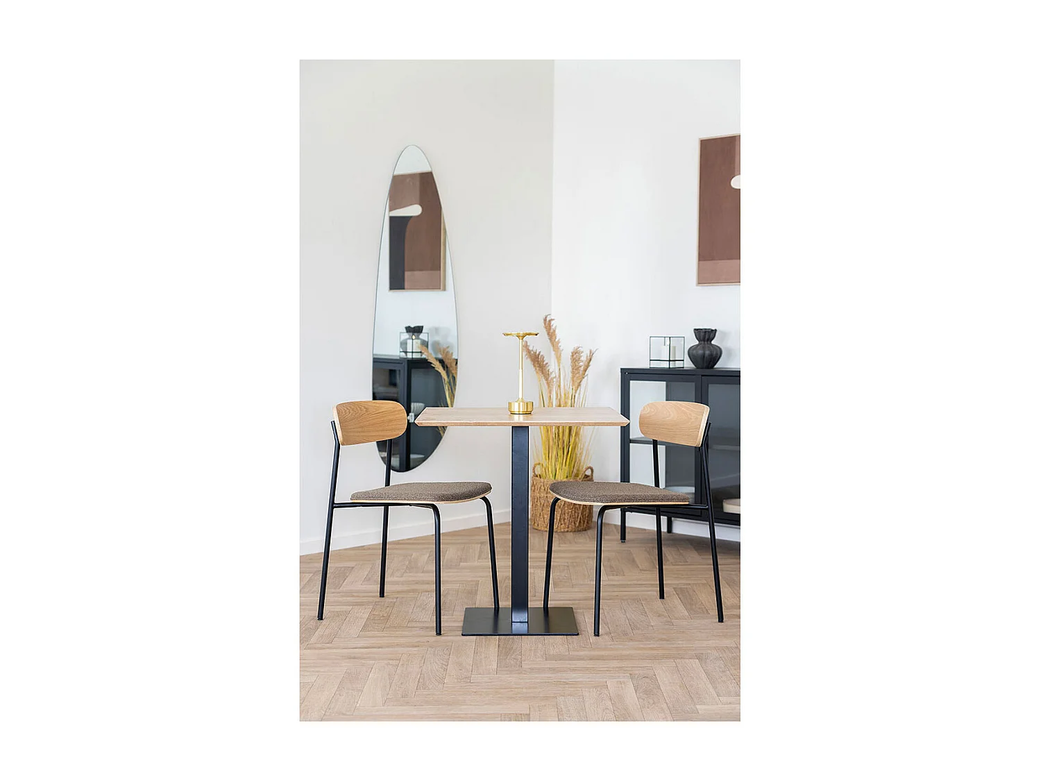 Saliou bartafel van wit en massief beukenhout-Kleur Beige