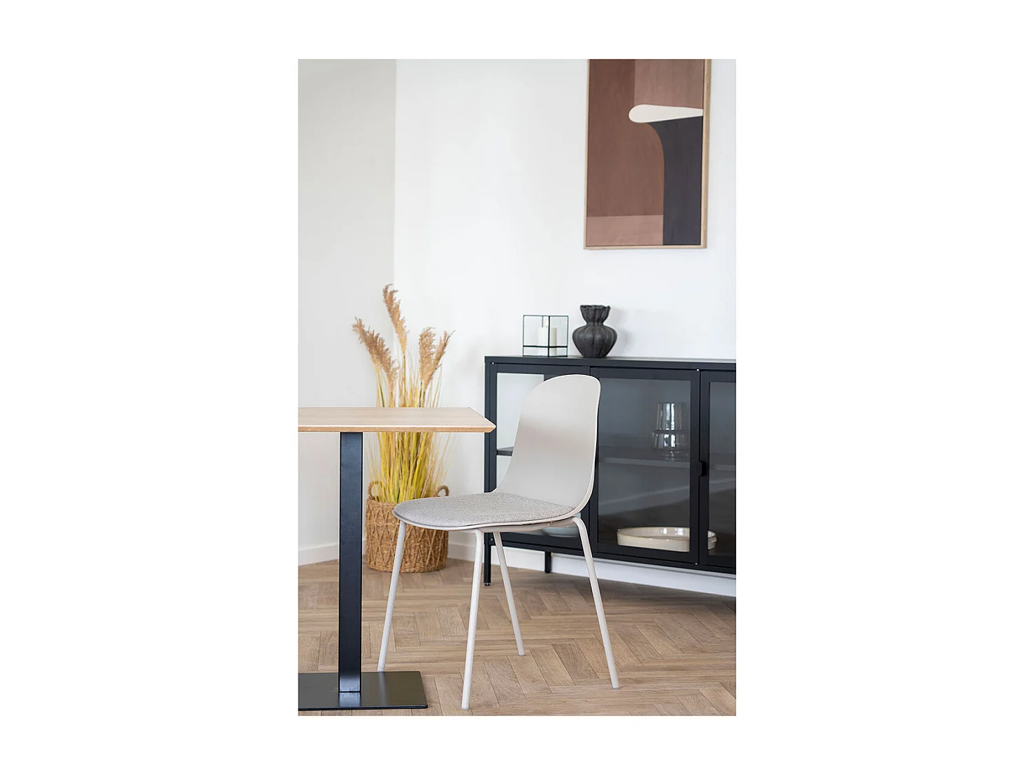 Saliou bartafel van wit en massief beukenhout-Kleur Beige