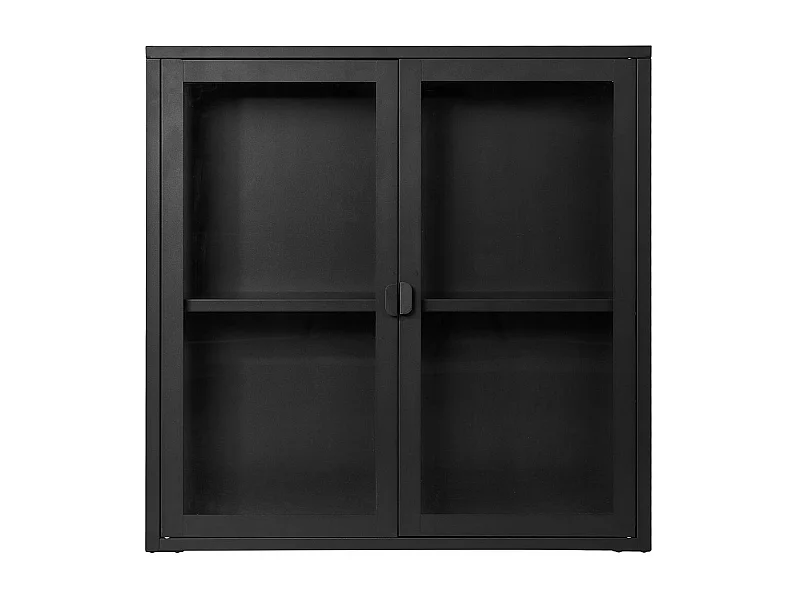 Brisbane Vitrinenschrank Wandhängend, 2 Glas Türen schwarz.
