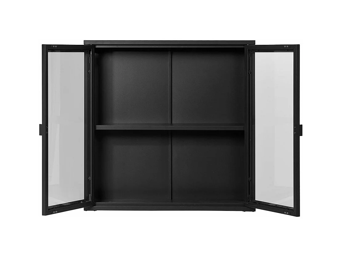 Brisbane vitrine suspendue, 2 portes en verre noires.