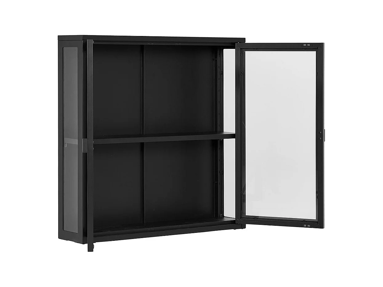 Brisbane vitrine suspendue, 2 portes en verre noires.