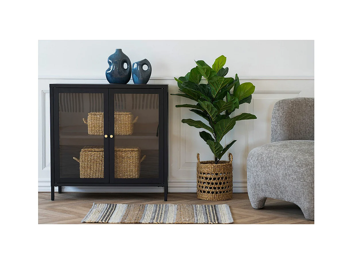 Dalby Sideboard 2 Glas Türen schwarz.