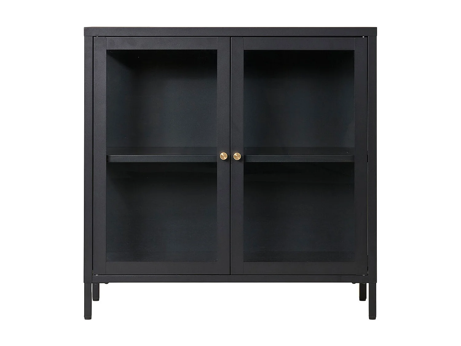 Armoire 2 portes vitrées acier noir 80 x 35 x 80 cm