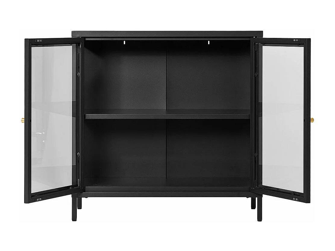 Armoire 2 portes vitrées acier noir 80 x 35 x 80 cm