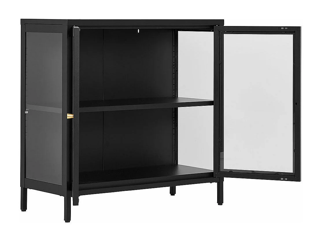 Armoire 2 portes vitrées acier noir 80 x 35 x 80 cm