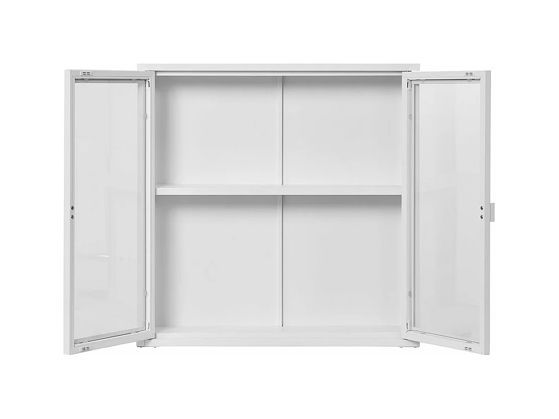 Brisbane Vitrinenschrank Wandhängend, 2 Glas Türen weiß.