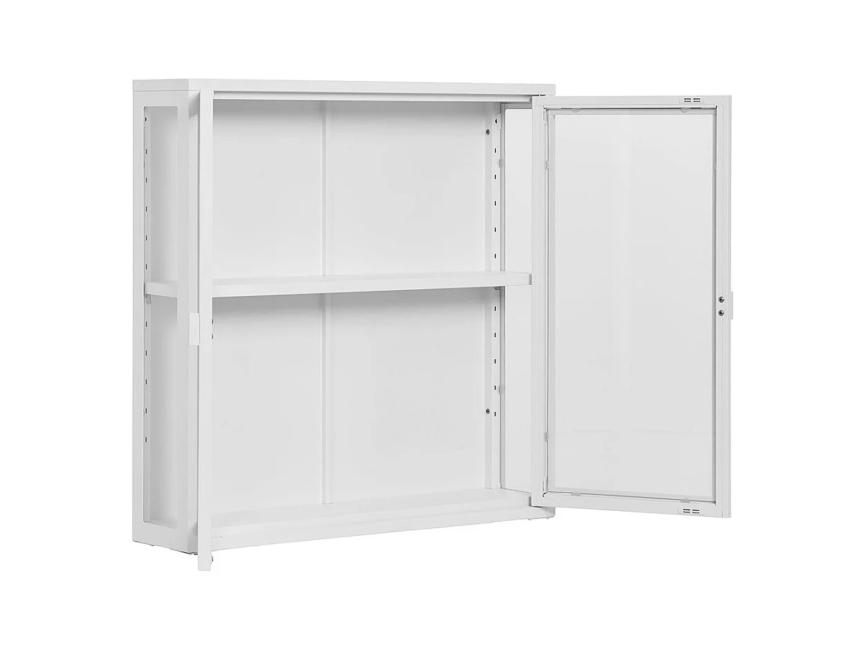 Brisbane Vitrinenschrank Wandhängend, 2 Glas Türen weiß.