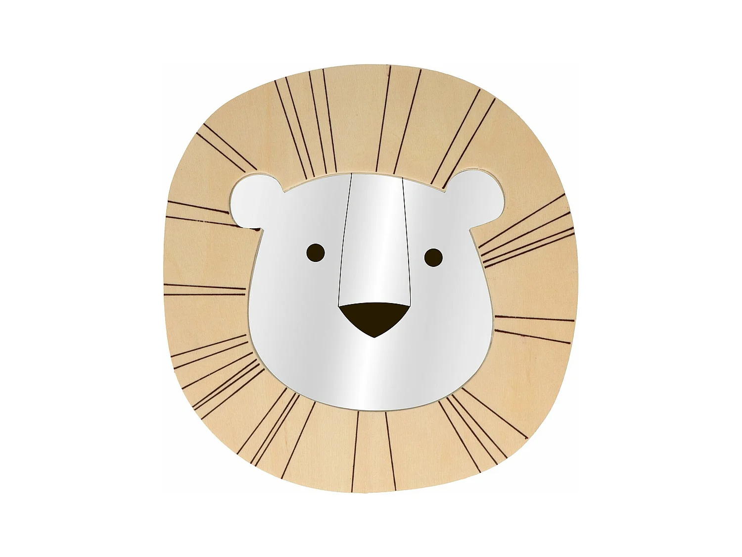 Miroir tête de lion en bois